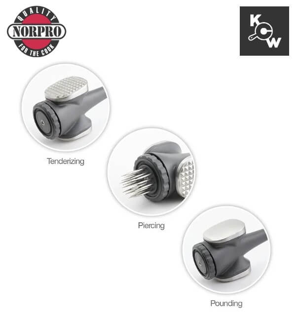 ที่ทุบเนื้อสแตนเลส 3 หัว Norpro 7036 สีแดงดำ
